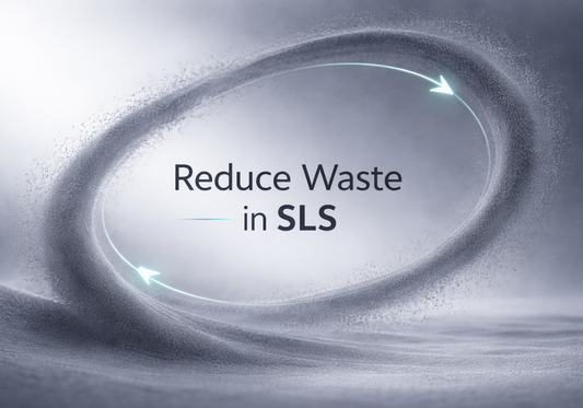 Concept of SLS powder reuse to reduce material waste in selective laser sintering.